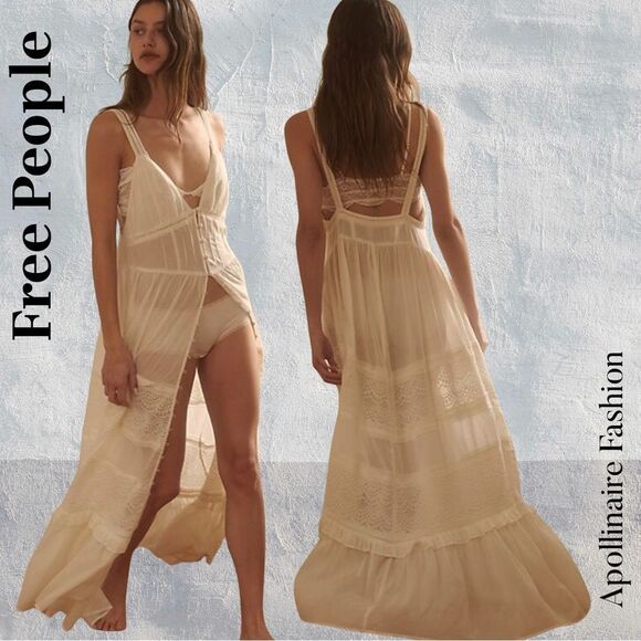 Free People by Intimately Isabella Maxi Slip Dress in Ivory XS TP New - Picture 1 of 9